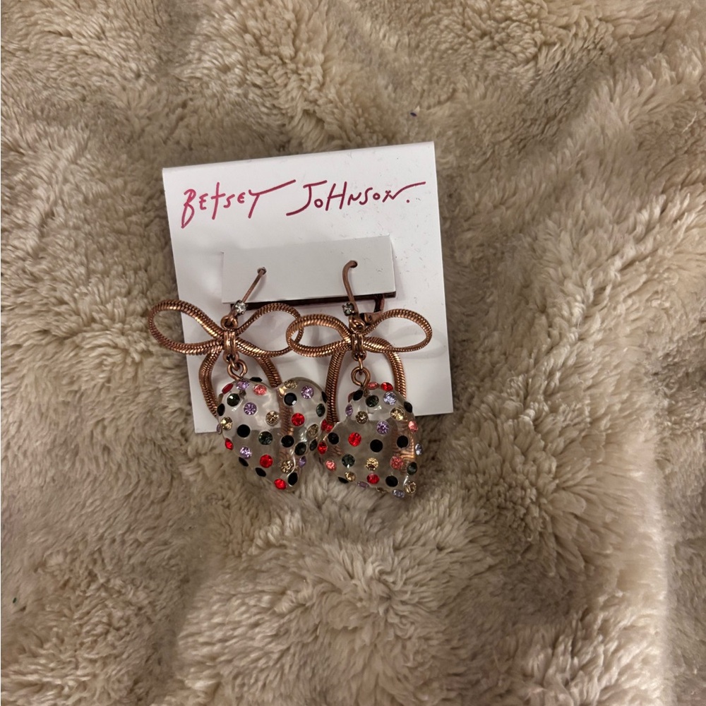 Betsey Johnson Multicolor Heart Earrings